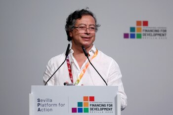 Colombia's President Gustavo Petro speaks