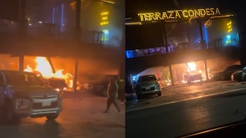 Auto explota en restaurante de